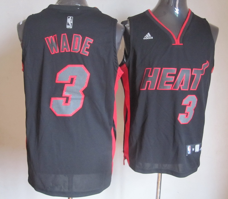  NBA Miami Heat 3 Dwyane Wade New Revolution 30 Swingman Black Red Jersey
